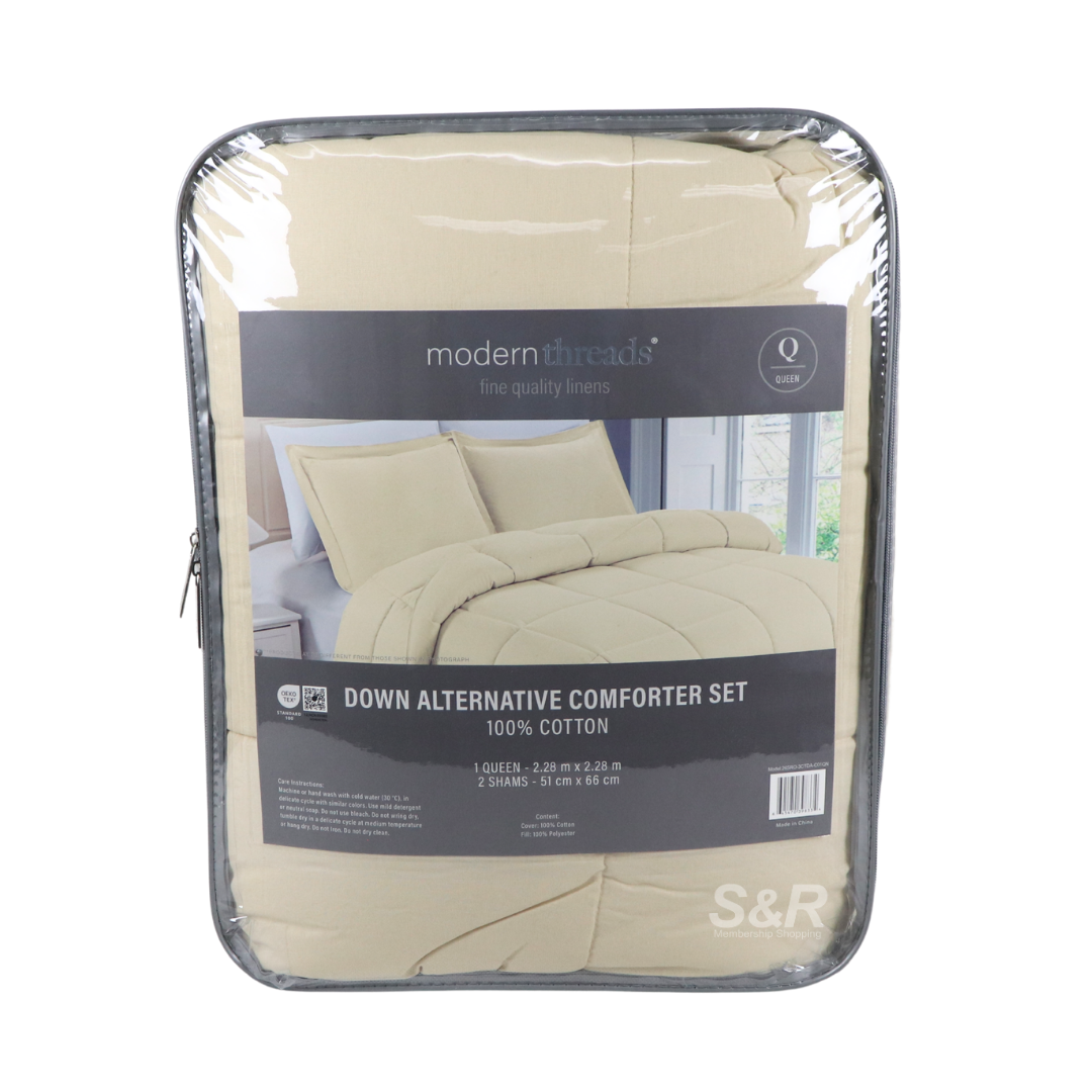 Modern Threads 100% Cotton 3-piece Beige Comforter Set Queen Size